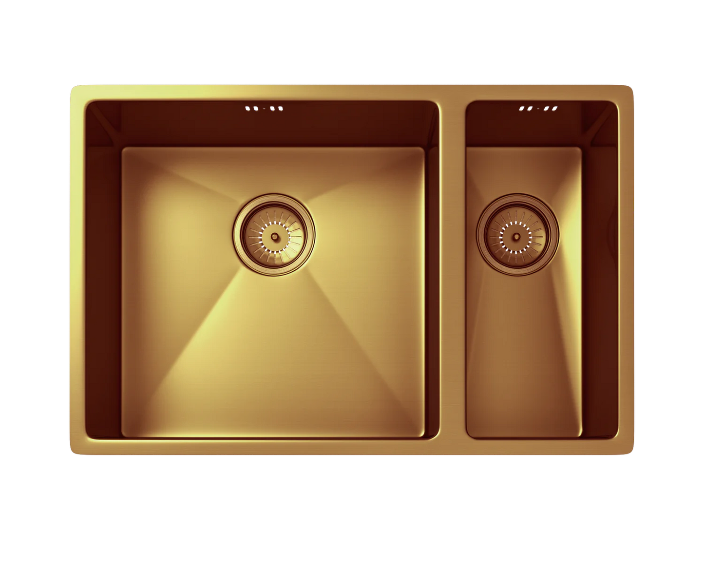 ETON | Vrimo | 1.5 Bowl Stainless Steel Kitchen Sink | Inset or Undermounted | Copper Strainer Wastes Supplied | Copper Finish